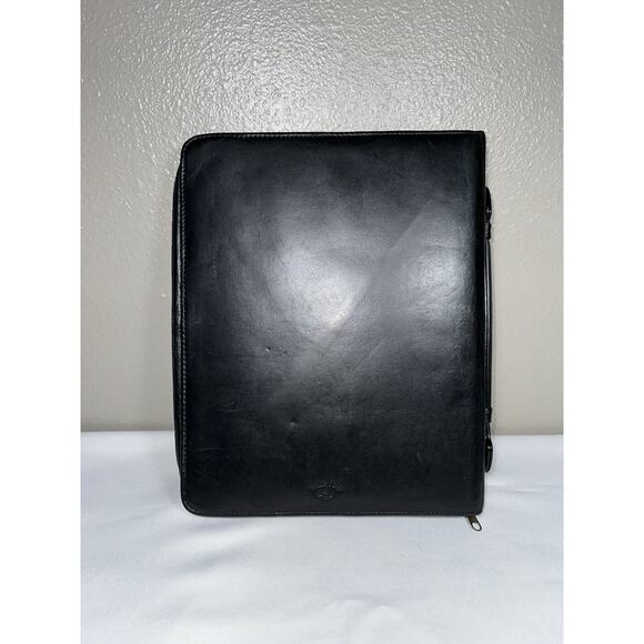 Vintage Boulder Ridge Black Leather Zipper Handle Portfolio Notebook Briefcase - Picture 2 of 13